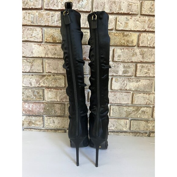 NEW Stuart WEITZMAN Strt Ruched 100 Satin Knee-High Boot in black Size 6 - Picture 5 of 12
